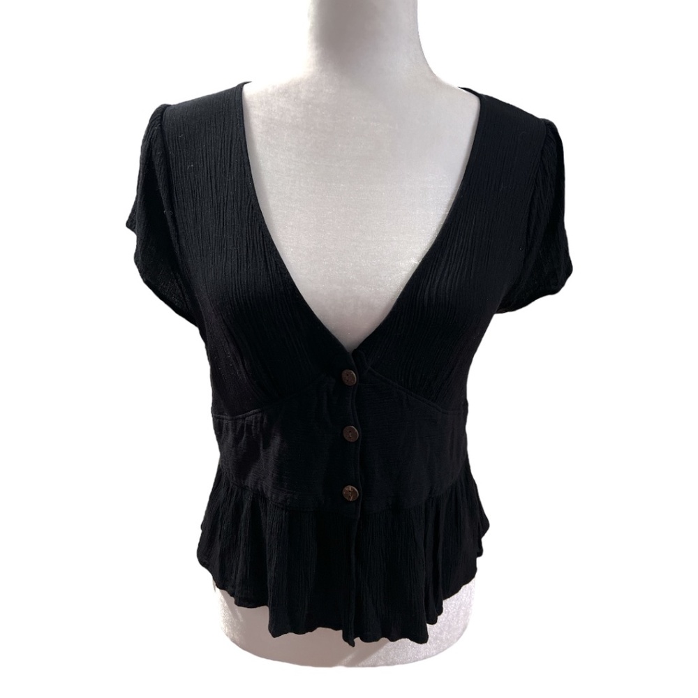 Mossimo Open Front Basic Black Sweater L - image 1